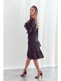 Rochie din velur cu decolteu plic, neagra 0548 - Magazin online - Boutique